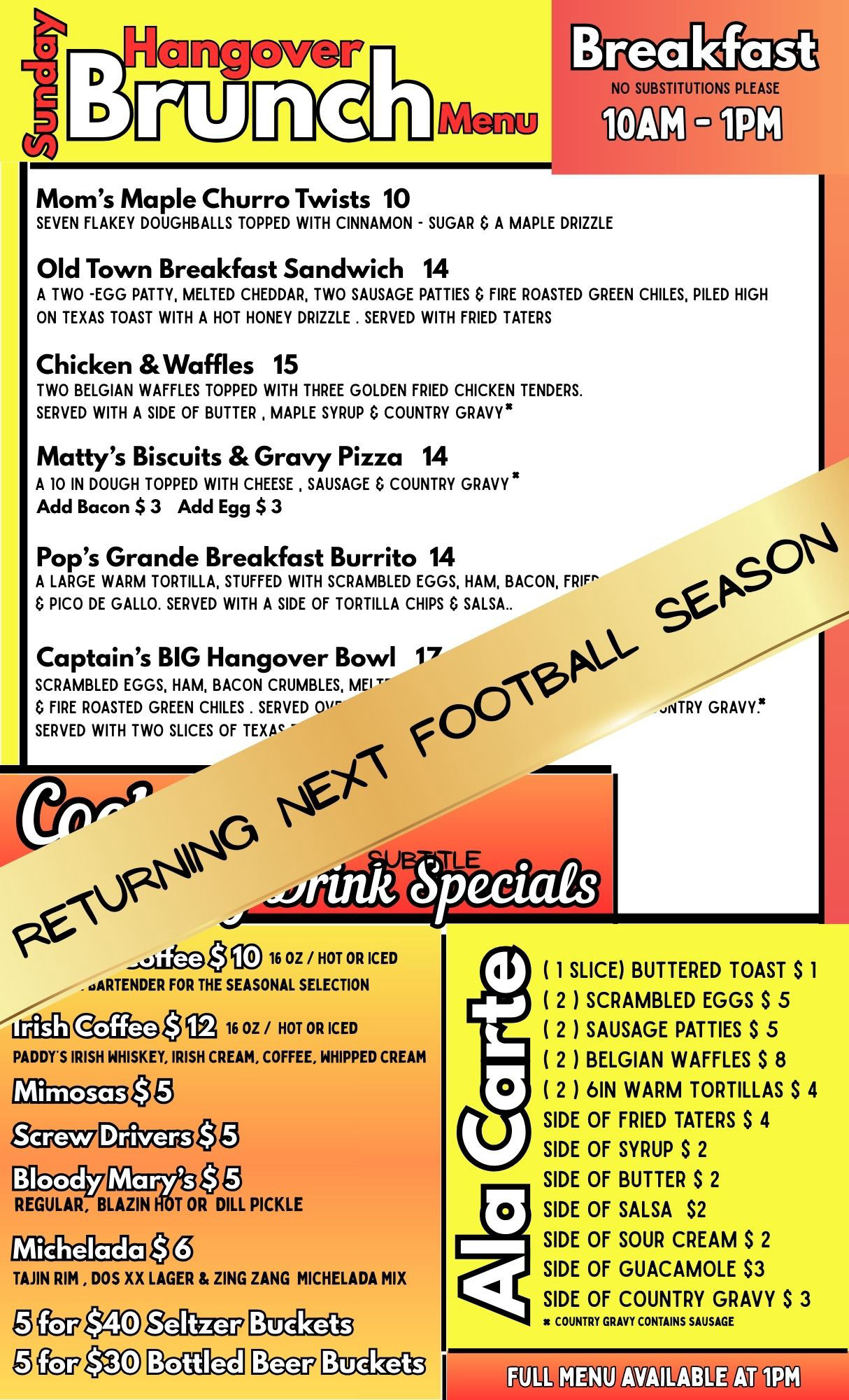 Giligins Brunch Menu